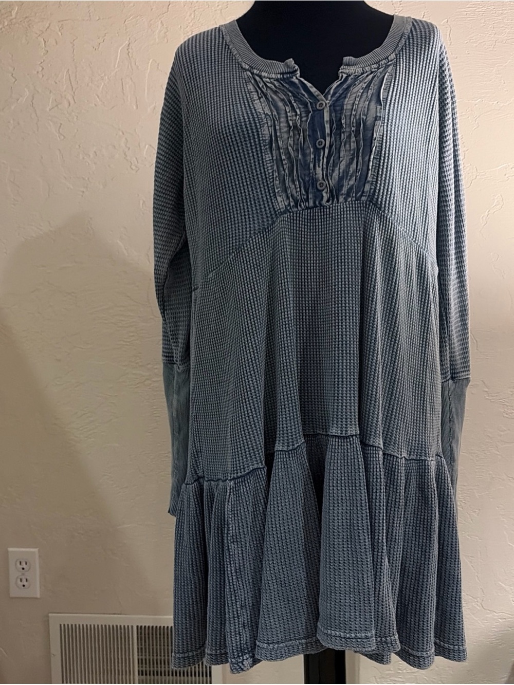 Free People FP One Jolene Long Sleeve Dress XSmall XS F19Y03106 WashDenim Blue